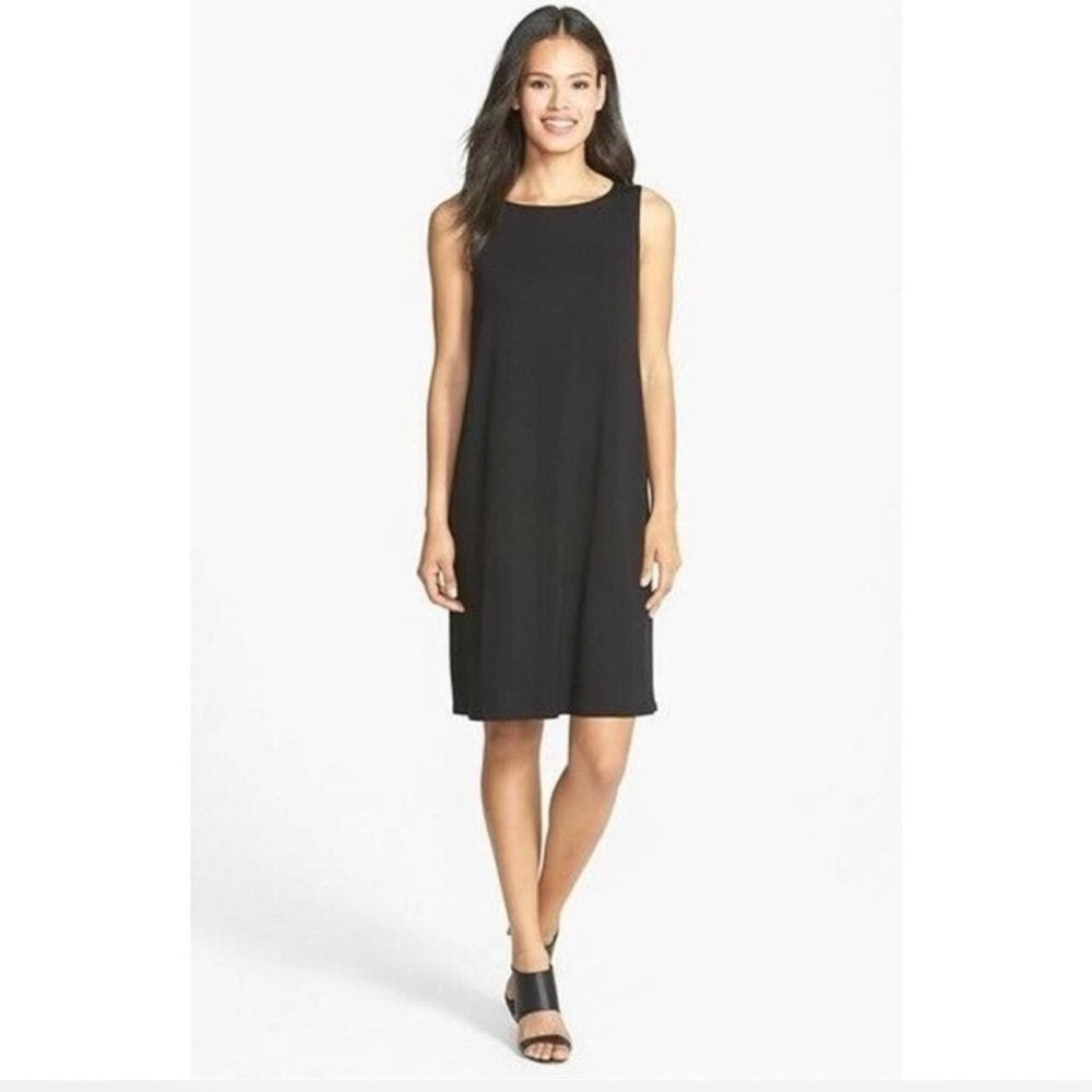 NWT Eileen Fisher Sleeveless Jersey Dress size XS Black